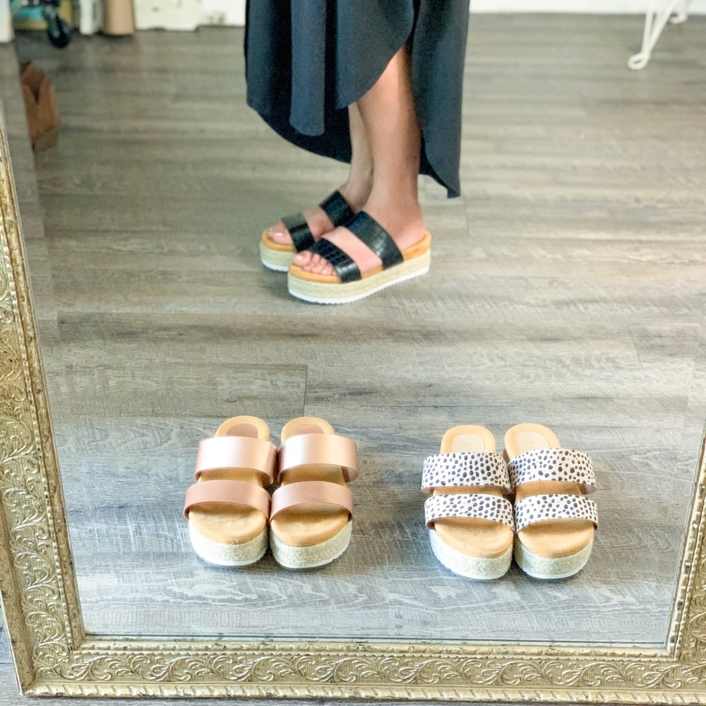 Black Crocodile Platform Espadrilles - Picture 3 of 3